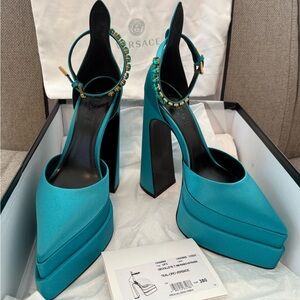 Versace Women's Teal Platform Heels